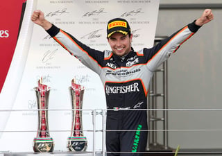 El mexicano firmó el séptimo podio desde que pilota en F1, el segundo de 2016. (AP)