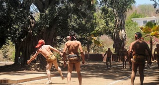 El ulama es un juego tradicional de origen prehispánico, que en el estado Sinaloa es una permanencia del ritual mesoamericano juego de pelota. (NOTIMEX)