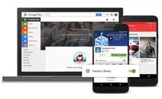 Google lanzó en México la “Biblioteca Familiar” en Google Play, una herramienta que permite que seis miembros de una familia compartan las compras hechas en Play. (ESPECIAL)
