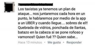 En Facebook y Twitter se han difundido publicaciones en las que presuntos taxistas dicen estar 'listos' para actuar de forma violenta contra los choferes de Uber. (ESPECIAL)