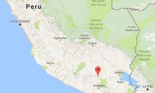 Las víctimas se registraron en los distritos de Ichupampa, Yanque, Achoma y Maca, donde varias vías quedaron bloqueadas por algunos derrumbes, reportó este lunes el Instituto Nacional de Defensa Civil de Perú a través de Twitter. (ESPECIAL) 
