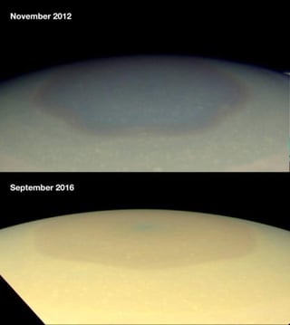 Cassini, con cuatro años estudiando al planeta, ha verificado que el color ha cambiado de azul a amarillo. (ESPECIAL)