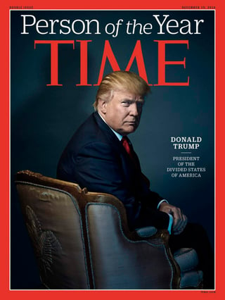 Donald Trump fue elegido como la 'persona del año' de Time. (ESPECIAL) 