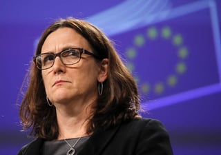 Propuesta. La comisaria europea de Comercio, Cecilia Malmstrom, ofrece una rueda de prensa .