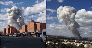 Cerca de las 14:40 bomberos de la zona solicitaron el apoyo de ambulancias por una fuerte explosión en el mercado de cohetes de la capital de la pirotecnia. (EL UNIVERSAL)