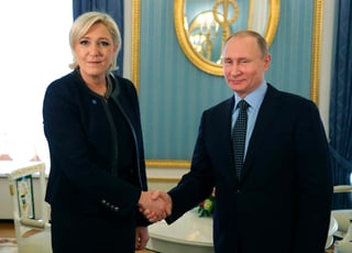 En la reunión, Le Pen señaló que Francia y Rusia mantienen profundos lazos y opinó que su reunión con el presidente ruso es muy importante ante la amenaza terrorista mundial. (ARCHIVO)
