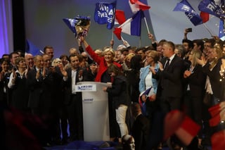Primero Francia. La candidata ultraderechista Marine Le Pen dio un discurso antieuropeo y antiglobalización.