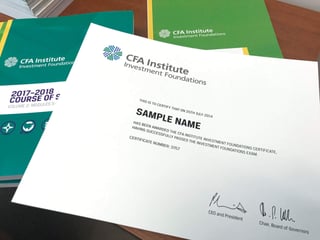 Muestra de certificado de acreditación CFA. Foto: CFA Institute