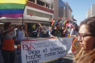 A las calles. Decenas de personas participaron en la marcha por el orgullo gay en Saltillo.