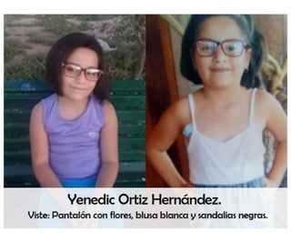 La pequeña está identificada como Yenedic Ortíz Hernández, de ocho años de edad, con domicilio en la colonia La Merced, de Torreón.