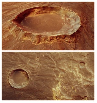 La ESA mostró el complejo pasado volcánico y tectónico de Marte, así como nuevos signos de interacción de hielo y agua, gracias a la difusión de fotografías tomadas por la sonda Mars Express. (EFE)