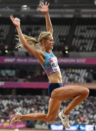 La atleta Darya Klishina ganó medalla de plata ayer en el salto de longitud. (Fotografía de EFE)
