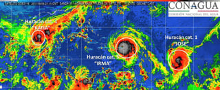 Paso. El huracán más fuerte (Irma) del Atlántico registrado en mucho tiempo comenzó a ocasionar daños en las islas de noreste del Caribe. (CONAGUA)