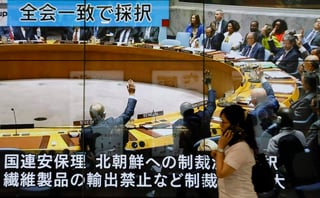 El Consejo de Seguridad de la Organización de las Naciones Unidas decide sancionar a Corea del Norte, en la imagen una transmisión de la sesión. (EFE)