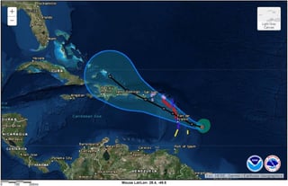 Pronóstico. La potencial amenaza que supone 'María' se concreta apenas una semana después del paso del huracán 'Irma'. (EFE)