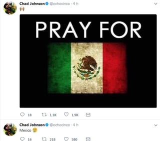Chad Johnson mostró su solidaridad tras el sismo. (Especial)