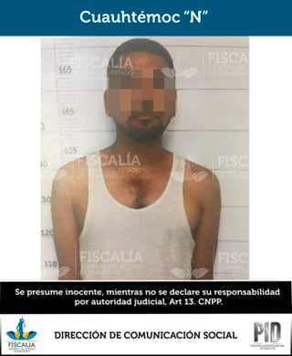 Cuauhtémoc “N”, fue detenido en calles de Ciudad Juárez, Chihuahua y trasladado a Durango. (ESPECIAL)
