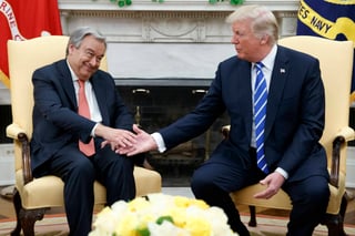 Visita. Trump y el secretario general de la ONU, António Guterres, se reunieron en la Casa Blanca.