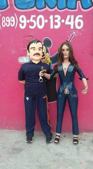 La Piñatería Ramírez lució en su cuenta de Facebook las creaciones basadas en la actriz y el narcotraficante. (ESPECIAL) 