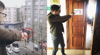 El implicado también compartió una foto de él sosteniendo el arma con la que realizó el siniestro 