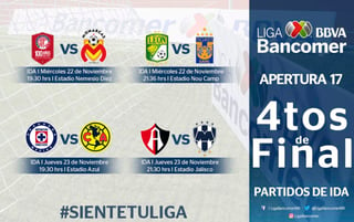 Ya se anunciaron los horarios de la liguilla del Torneo Apertura 2017. (ESPECIAL) 