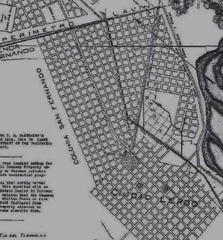Proyecto de la ampliación de la urbanización de Ciudad Lerdo para crear la colonia San Fernando, elaborado en 1914.   