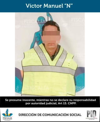 El inculpado fue identificado con el nombre de Víctor Manuel 'N', de 26 años de edad y con domicilio en la colonia El Ajusco de la ciudad de San Luis Potosí. (ESPECIAL)

