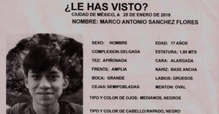 Hasta este domingo se desconoce el paradero de Marco Antonio Sánchez Flores. (ESPECIAL) 