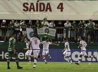 Jugadores de Nacional celebran un gol el miércoles 31 de enero, durante un partido de Copa Libertadores.