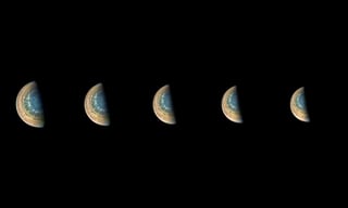 La nave espacial Juno, de la NASA, fue la encargada de tomar la secuencia de imágenes de durante su undécimo sobrevuelo cerca del “gigante gaseoso” el 7 de febrero. (ESPECIAL)