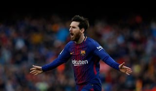 El argentino Lionel Messi celebra su gol ante Atlético de Madrid.