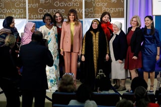 Melania Trump presidió hoy la décimo segunda edición de la gala anual 'Mujeres Valientes' del Departamento de Estado. (AP)