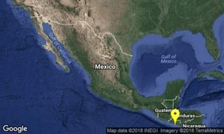 En su reporte, detalló que el epicentro se ubica a 407 kilómetros de Ciudad Hidalgo, en la entidad referida. (TWITTER)