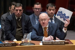 ‘En contra’. El embajador ruso insistió en que Occidente está llevando a cabo una “guerra de propaganda contra Rusia”. (AP)