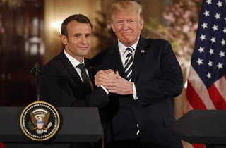 'Queremos, a partir de ahora, trabajar en un nuevo acuerdo con Irán', dijo Macron en una conferencia de prensa conjunta con Trump en la Casa Blanca. (EFE)