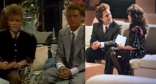 A la izquierda la imagen de la entrevista real en 1989, de lado derecho la dramatización de la serie. (Especial)