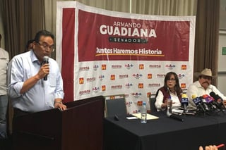 Bienvenida. En rueda de prensa realizada en Saltillo, la líder nacional de Morena, Yeidckol Polevnsky, le dio la bienvenida a Guerrero.