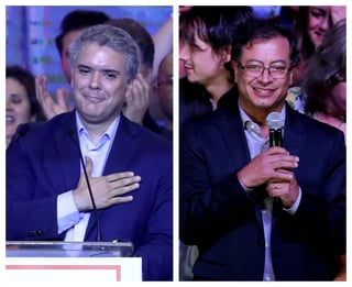 Definidos. Iván Duque (Izq.) y Gustavo Petro se verán en la segunda vuelta en Colombia. (EFE)