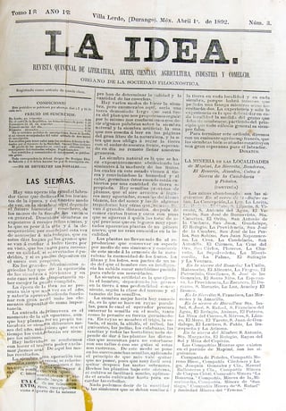Periódico La Idea de la Villa de Lerdo de Agustín de Escudero.