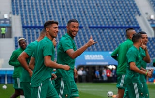 Jugadores de Marruecos durante su sesión de entrenamiento. Irán - Marruecos, parejos en todo