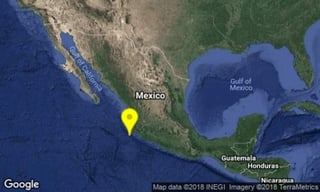 El Servicio Sismológico Nacional (SSN) informó que a las 22:56 horas del viernes se registró un sismo de magnitud 5.9, a 18 kilómetros al suroeste de Cihuatlán, Jalisco. (ESPECIAL) 