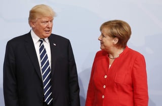 'Tenemos una muy, muy buena relación con la canciller', dijo Trump tras el encuentro, mientras que Merkel apuntó que Alemania y Estados Unidos son 'buenos socios'. (ARCHIVO)