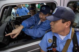 En su mundo. El presidente de Nicaragua, Daniel Ortega, inició  la celebración del 'repliegue', una de las fiestas del FSLN.