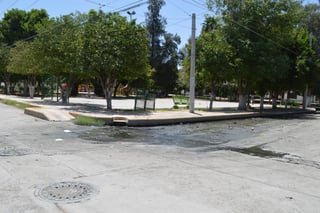 Suciedad. Agua putrefacta se observa desde hace semanas en la esquina de la calle Quinta y  avenida López Ortiz. (EL SIGLO DE TORREÓN/ROBERTO ITURRIAGA)
