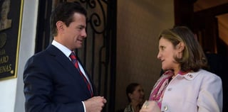 El Presidente Enrique Peña Nieto recibió en la Residencia Oficial de Los Pinos a la canciller de Canadá, Chrystia Freeland. (TWITTER)