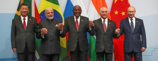 El bloque de potencias emergentes de los BRICS (Brasil, Rusia, India, China y Sudáfrica) se comprometió hoy a reforzar el libre comercio multilateral, en un claro desafío al proteccionismo unilateral que propugna EEUU. (EFE)