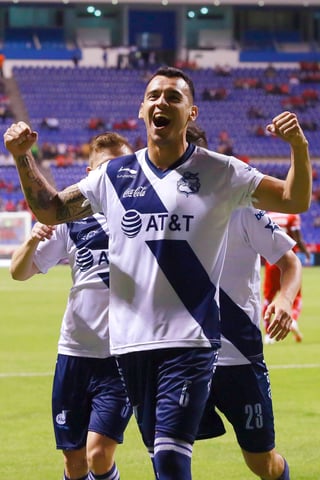 Daniel Arreola, del Puebla, en festejo después de anotar el primer gol de su equipo.  (Jam Media)