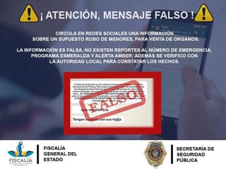 En redes. La Fiscalía General del Estado de Durango desmintió la información que circula en redes sobre robo de menores.