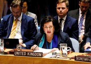 Consejo. La embajadora británica ante ONU, Karen Pierce, durante una reunión de emergencia del Consejo de Seguridad. (EFE)