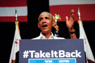 Bajo el mensaje de campaña de los demócratas, 'Tómalo de nuevo' ('#Takeitback'), el expresidente llamó a las bases y a voluntarios para incentivar el voto a fin de que ese partido recupere la mayoría en la Cámara Baja. (AP)